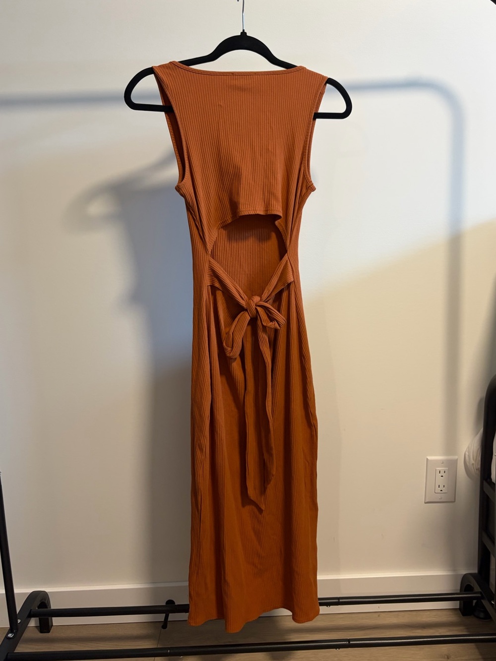 Sugarlips Rust Orange Backless Tie-Back Maxi Dress